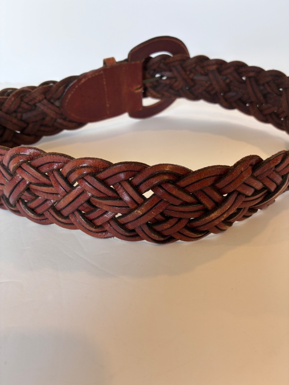 Talbots Genuine Leather Braided Woven Belt Brown Women’s Medium Boho Western - Picture 7 of 11